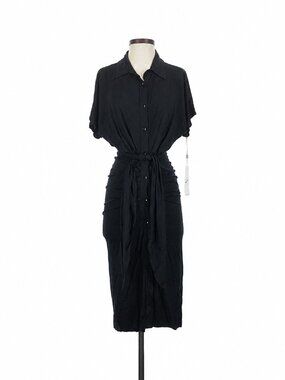 Lezat Black Wrap Midi Dress NWT S